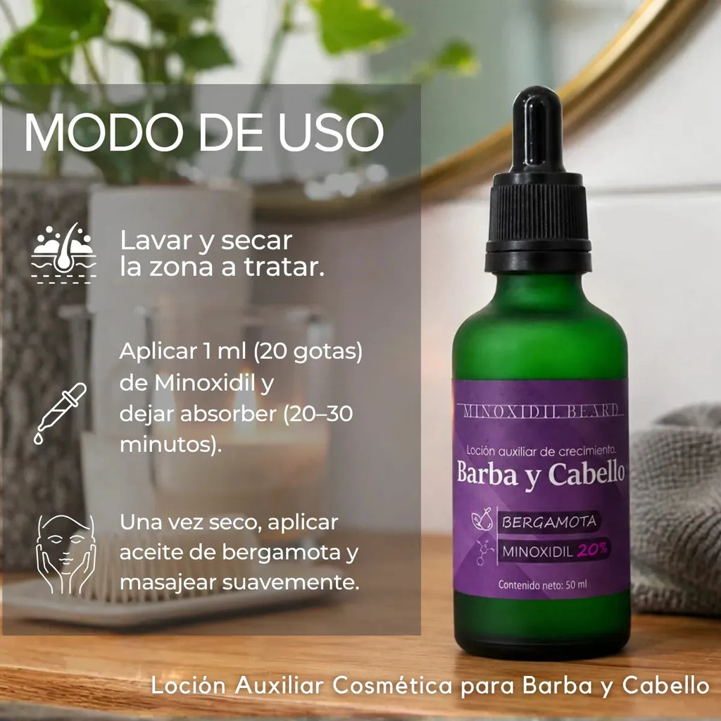 Locion Cosmética Minoxidil 20% + Bergamota 50 ml