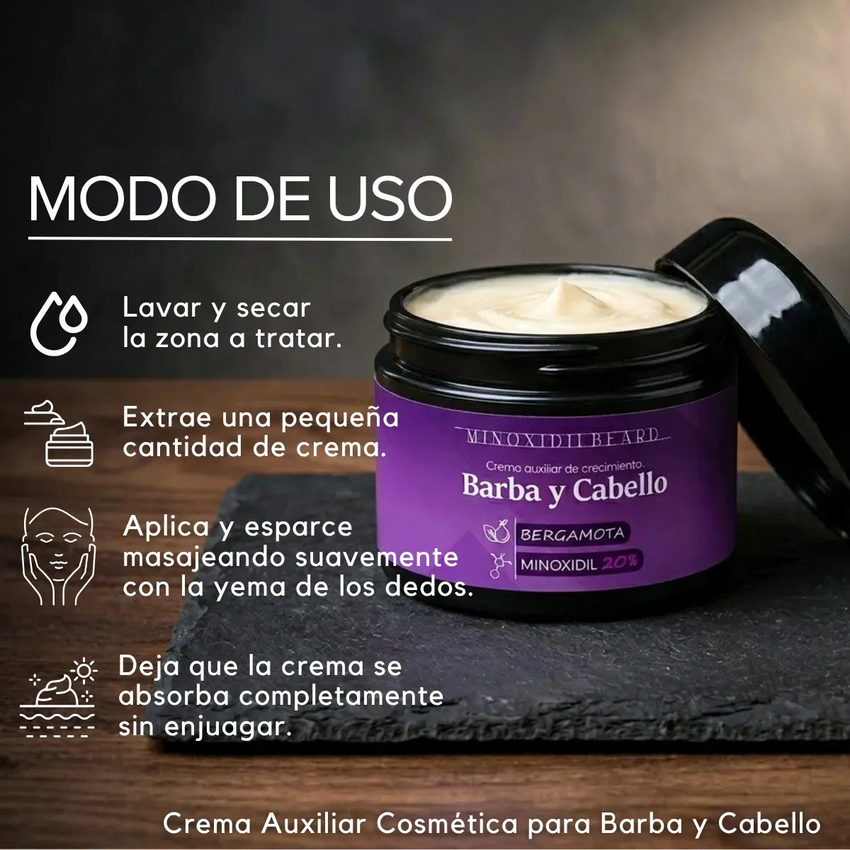 Crema Cosmética Auxiliar Minoxidil 20% + Bergamota 60gr